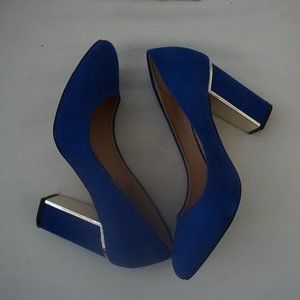 Faux Suede Block Heel with Gold Accent